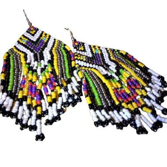 NEW! Beautiful Best Beaded Fringe Earrings - FRINGE BEAD EARRINGS - Picture 5 of 7